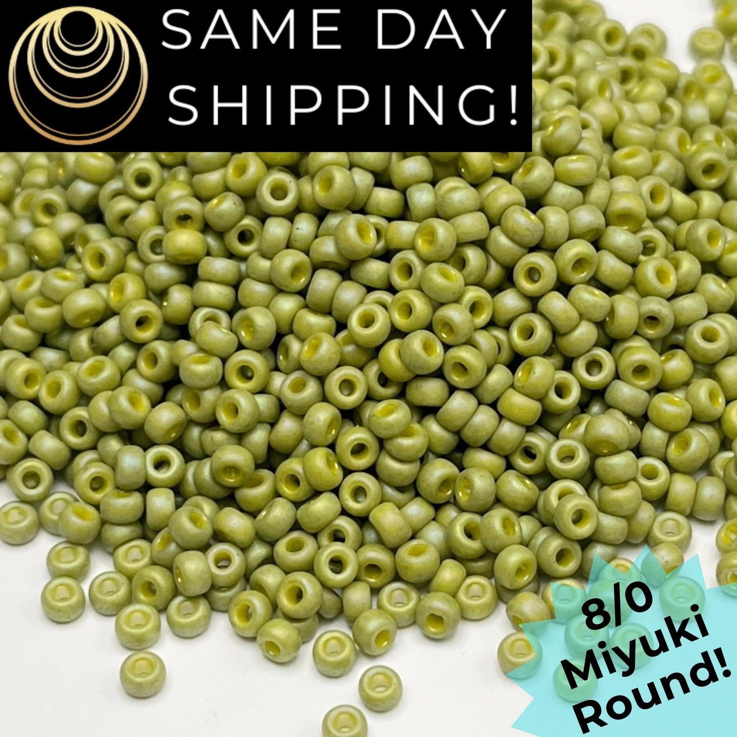 8-4697 Miyuki 8/0 Round Beads, Frosted Opaque Glazed Olive Rainbow