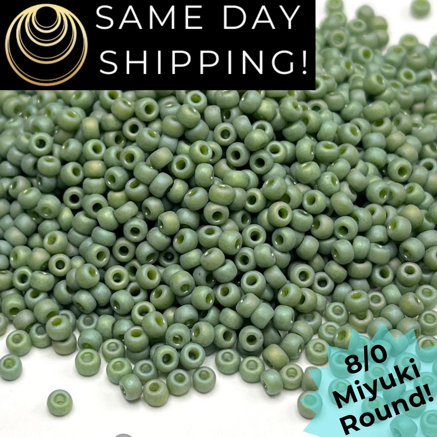 8-4698 Miyuki 8/0 Round Beads, Frosted Opaque Glazed Kiwi Rainbow