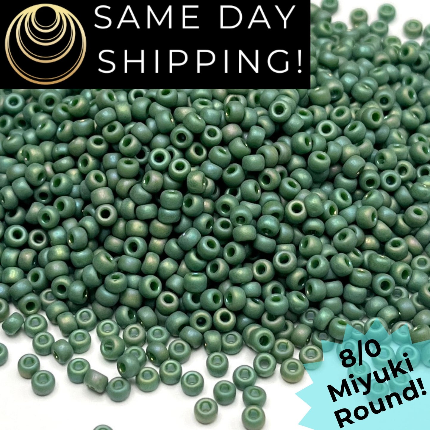 8-4700 Miyuki 8/0 Round Beads, Frosted Opaque Glazed Shamrock Rainbow