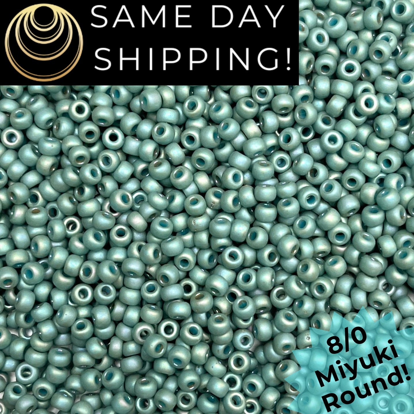 8-4701 Miyuki 8/0 Round Beads, Frosted Opaque Glazed Celadon Rainbow