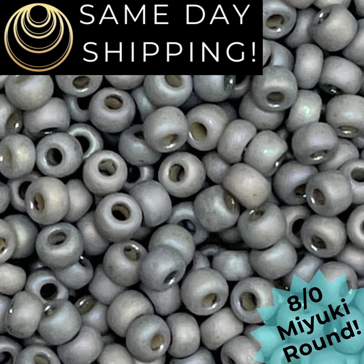 8-4705 Miyuki 8/0 Round Beads, Frosted Opaque Glazed Cadet Gray Rainbow