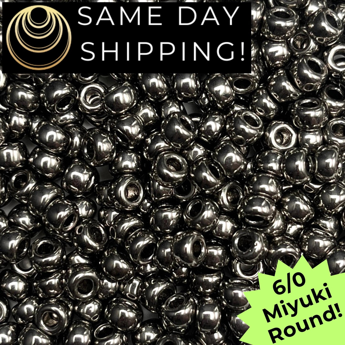 6-0190 Miyuki 6/0 Round Beads, Nickle Plated