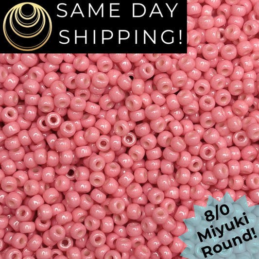 8-4463 Miyuki 8/0 Round Beads, Duracoat Opaque Dyed Lychee