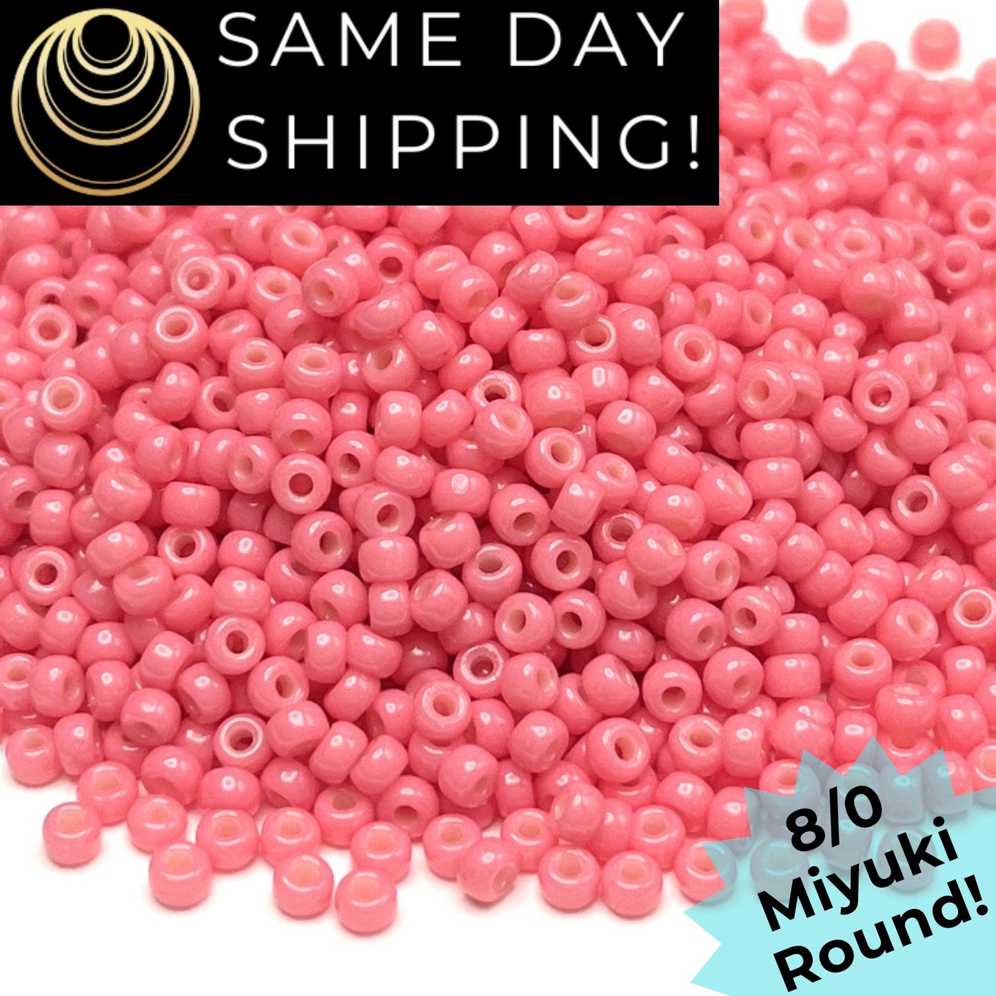 8-4465 Miyuki 8/0 Round Beads, Duracoat Opaque Dyed Guava