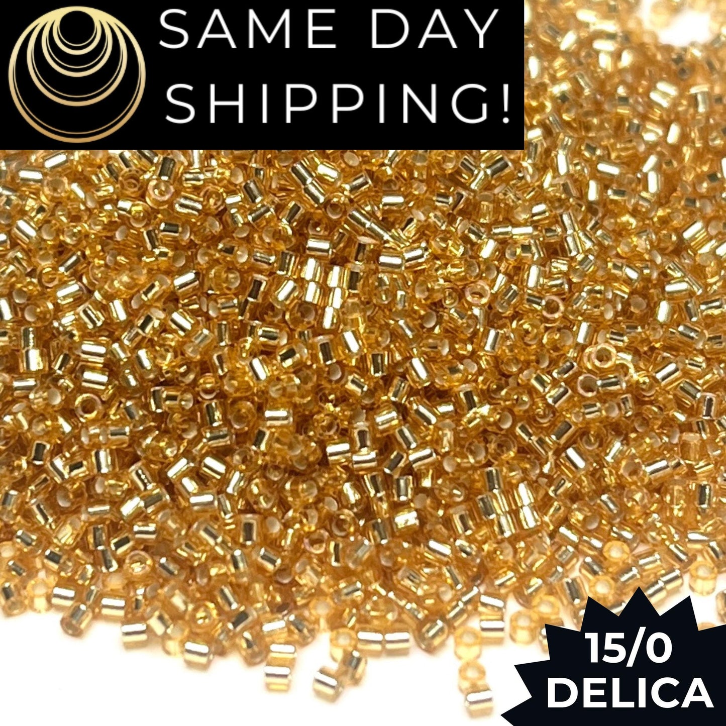 DBS0042 15/0 Miyuki Delica Beads Silver Lined Gold