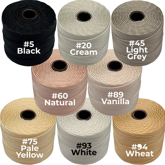 S-Lon Bead Cord TEX 210 77yd 0.5mm Black, White, Cream, Tan