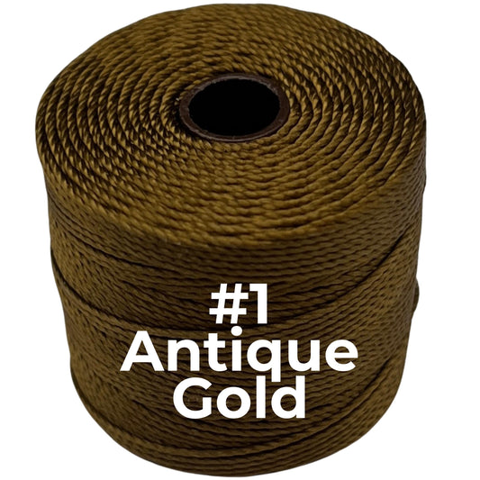 Antique Gold S-Lon Bead Cord TEX 210 77yd 0.5mm, 1 Spool