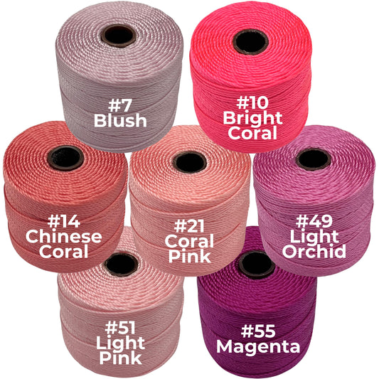 Pink S-Lon Bead Cord TEX 210 77yd 0.5mm