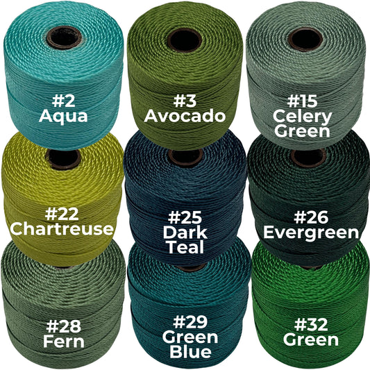 Green S-Lon Bead Cord TEX 210 77yd 0.5mm