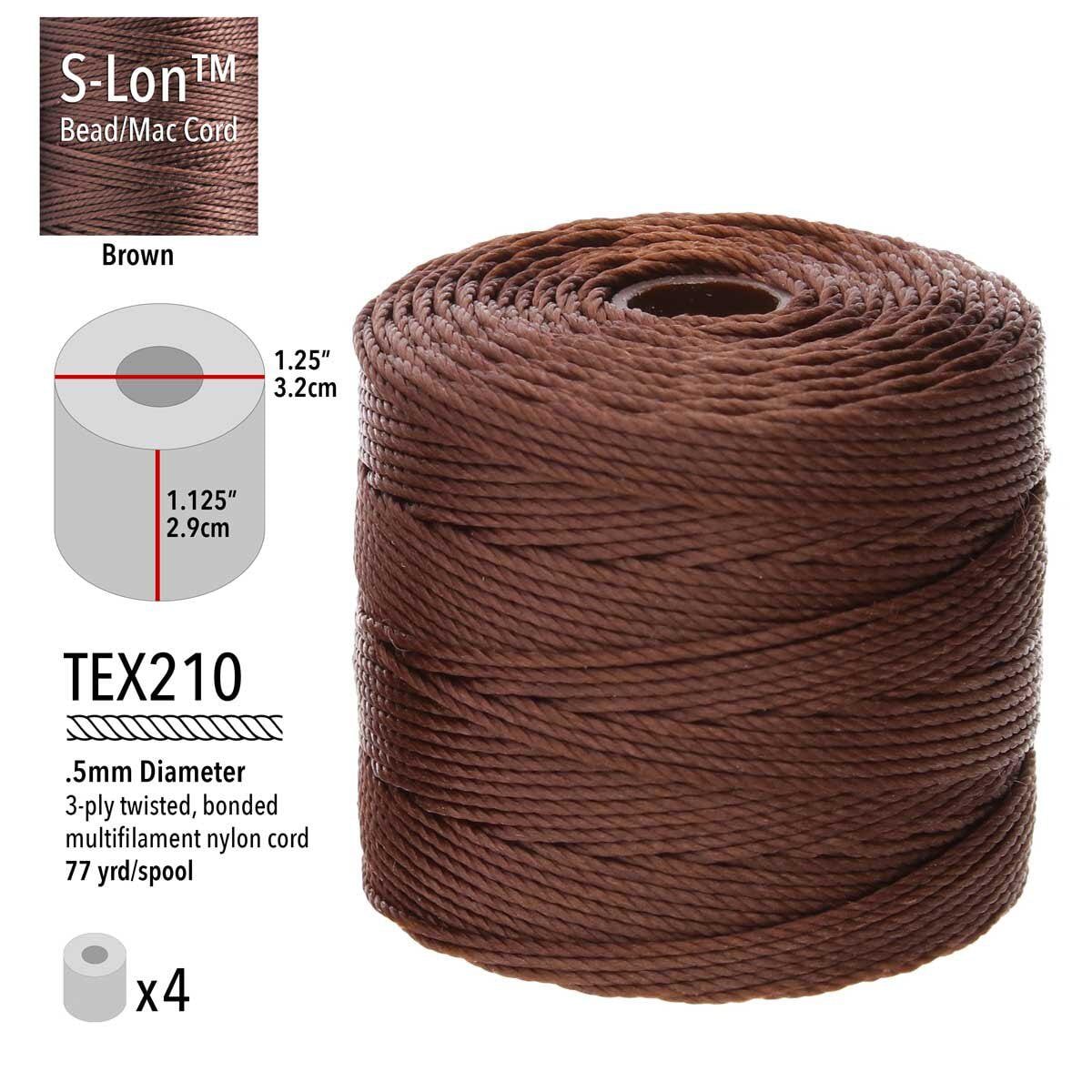Brown S-Lon Bead Cord TEX 210 77yd 0.5mm