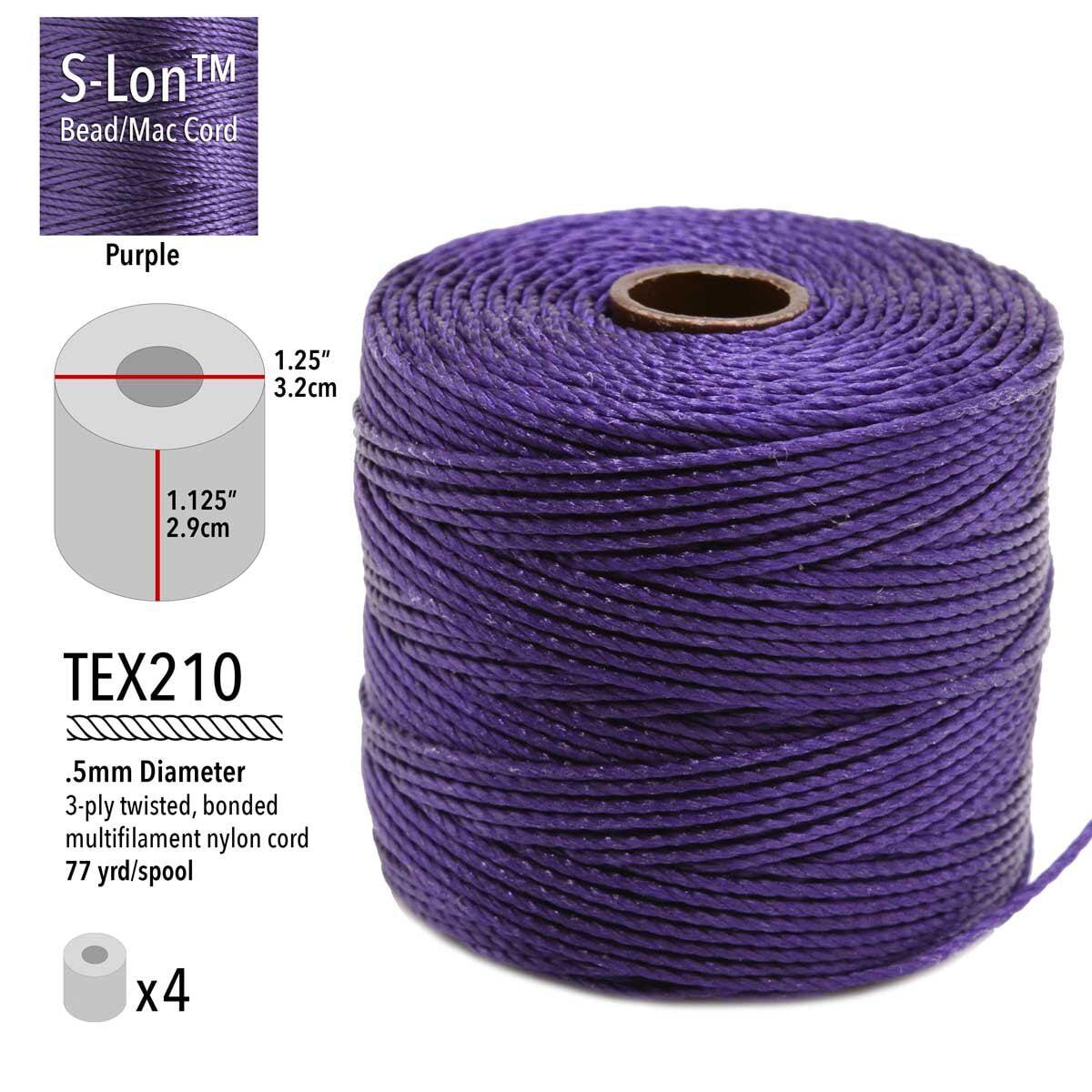 Purple S-Lon Bead Cord TEX 210 77yd 0.5mm