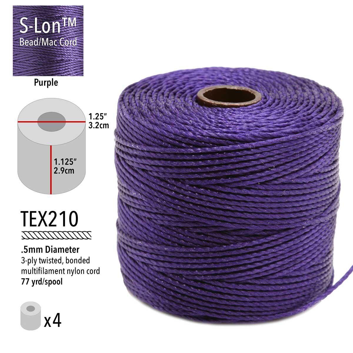 Purple S-Lon Bead Cord TEX 210 77yd 0.5mm