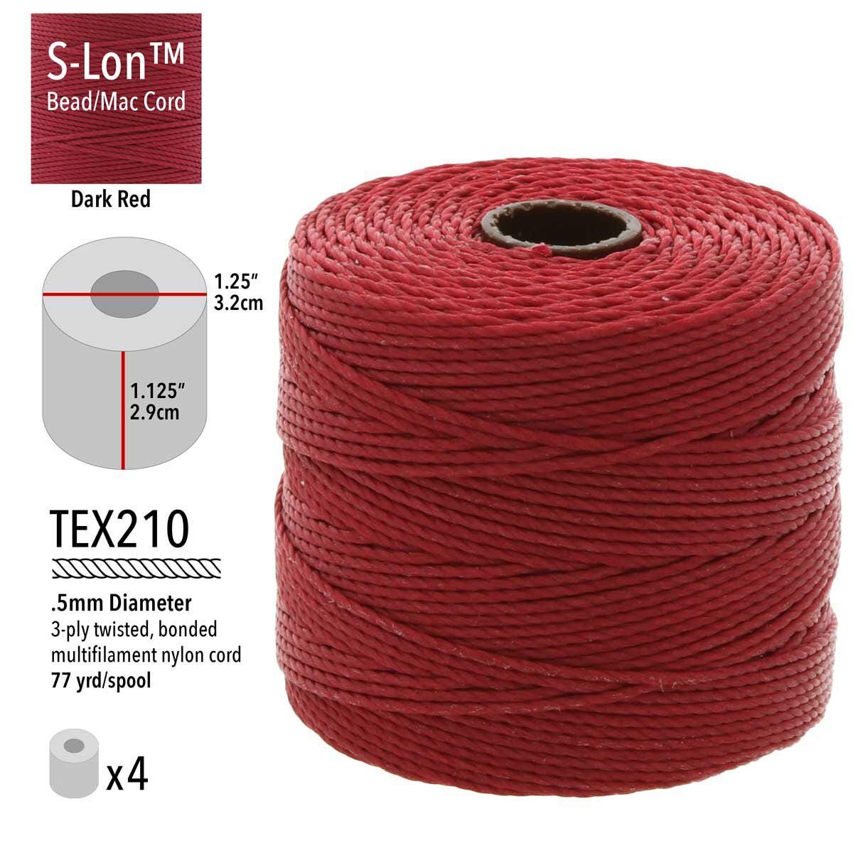 Red S-Lon Bead Cord TEX 210 77yd 0.5mm