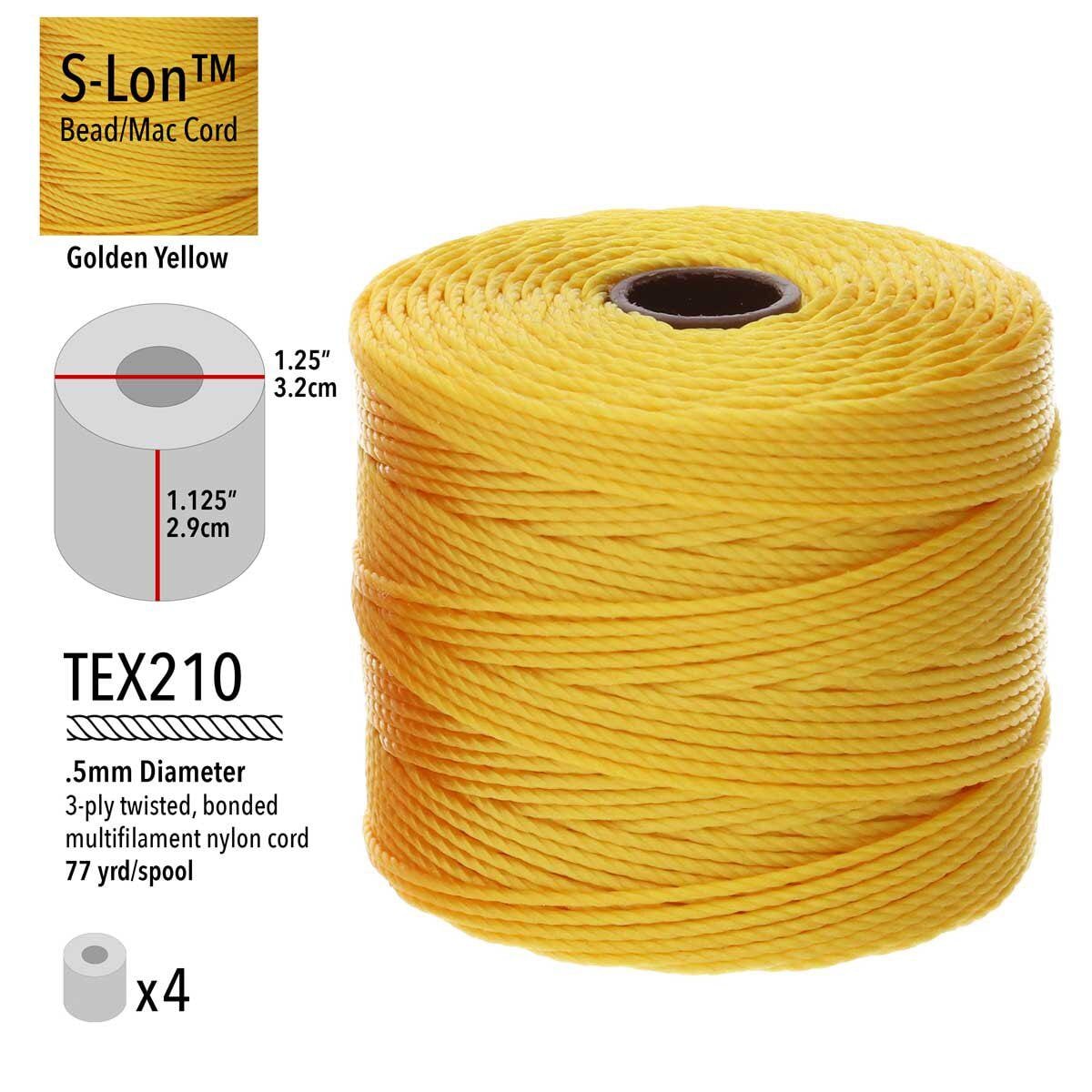 Yellow S-Lon Bead Cord TEX 210 77yd 0.5mm