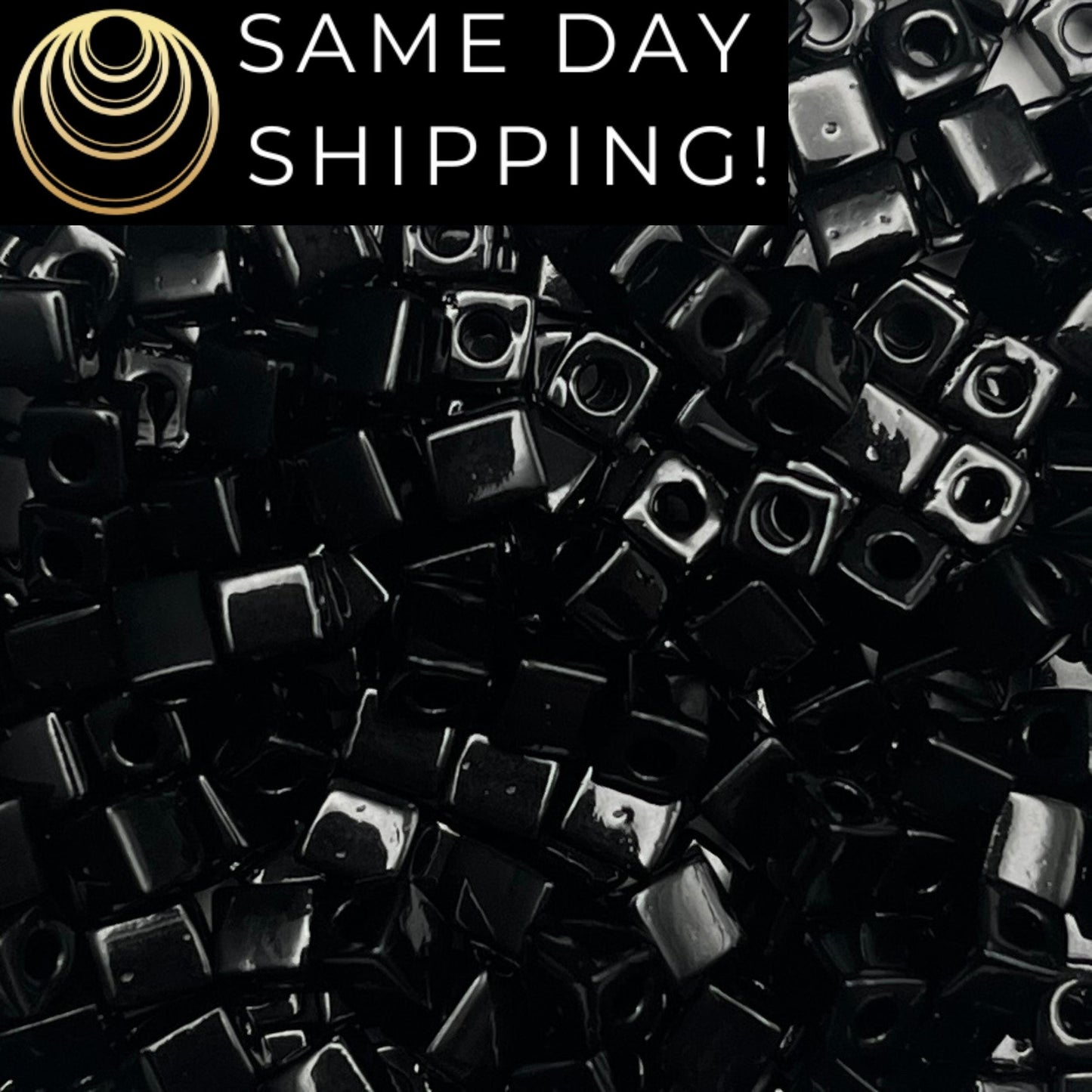 4SB-0401 Miyuki 4mm Cube Beads, Opaque Black