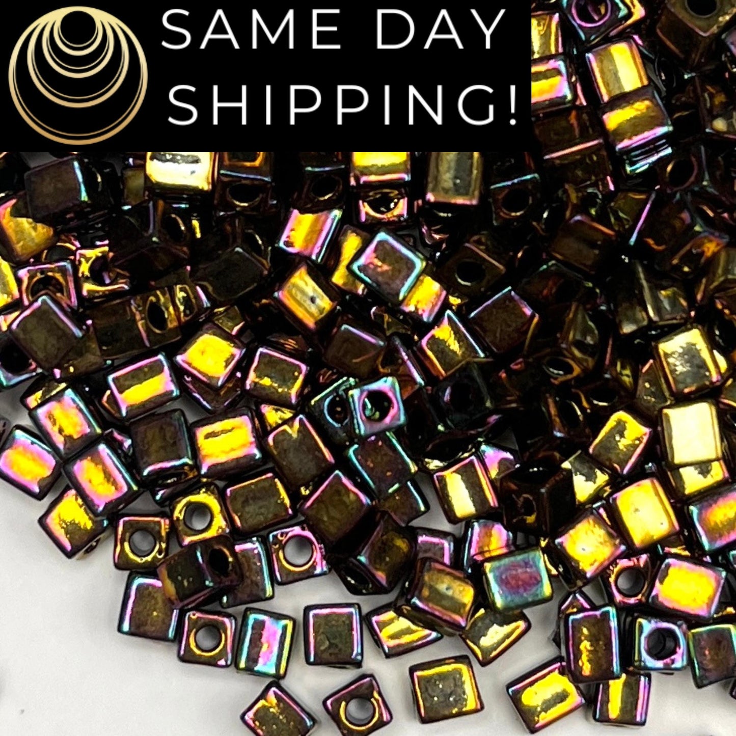 4SB-0462 Miyuki 4mm Cube Beads, Bronze Rainbow