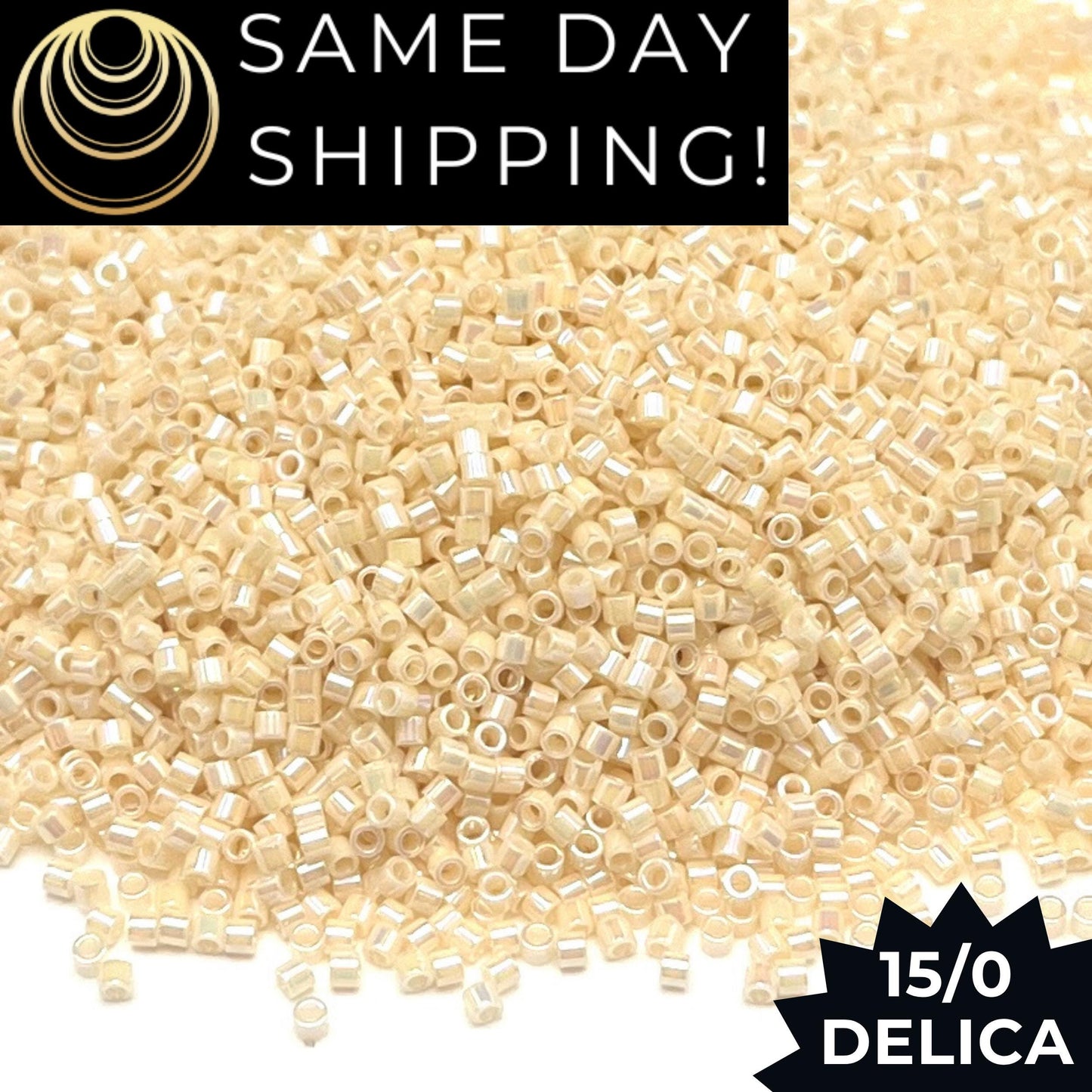 DBS0157 15/0 Miyuki Delica Beads Opaque Cream AB