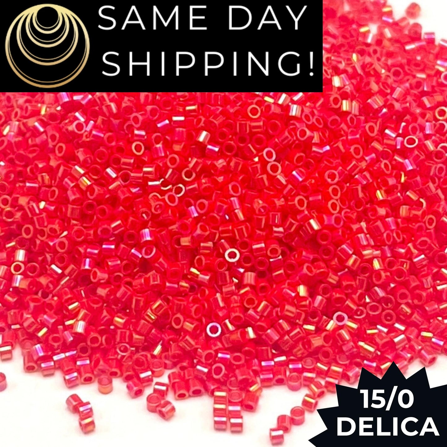 DBS0159 15/0 Miyuki Delica Beads Opaque Vermillion Red AB