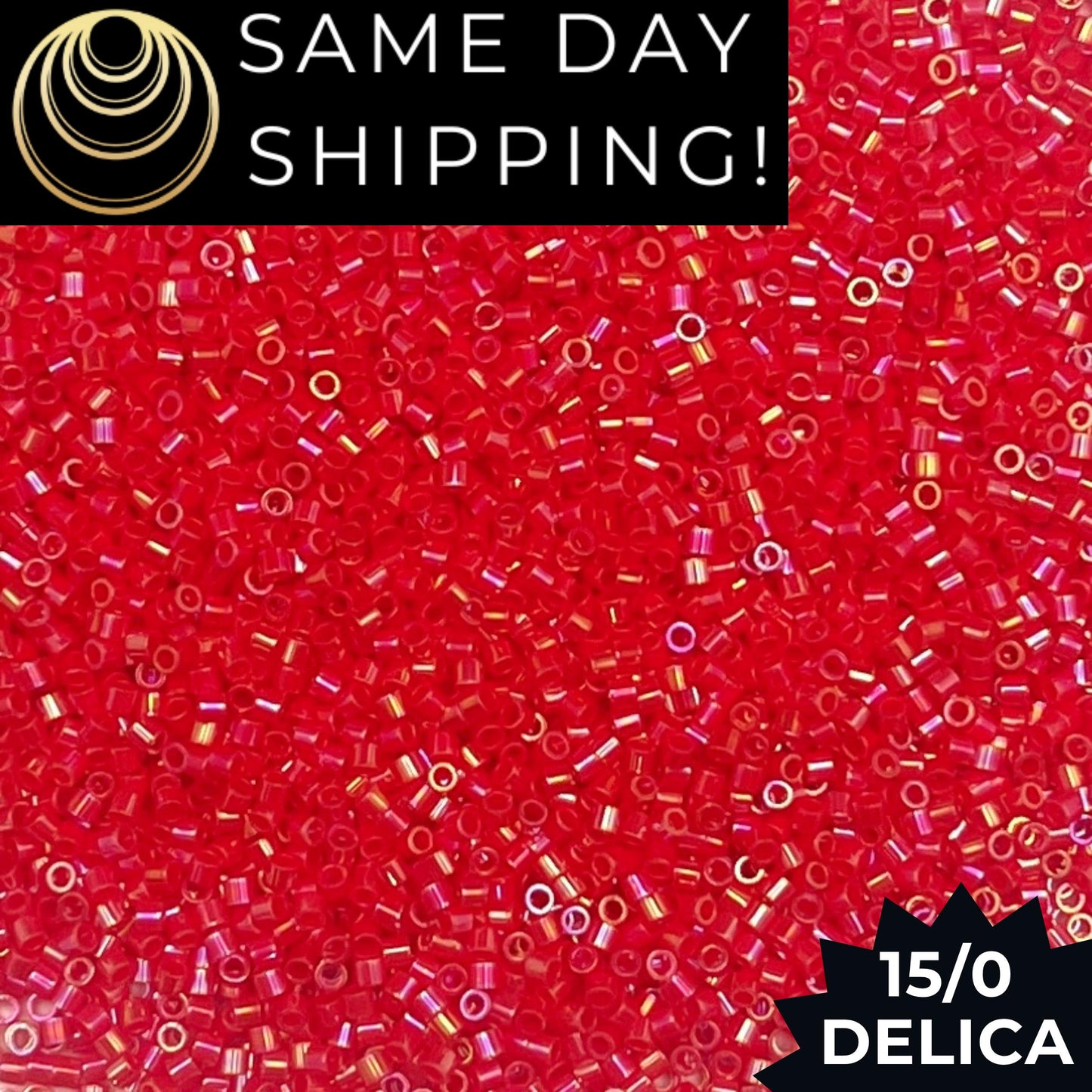 DBS0159 15/0 Miyuki Delica Beads Opaque Vermillion Red AB