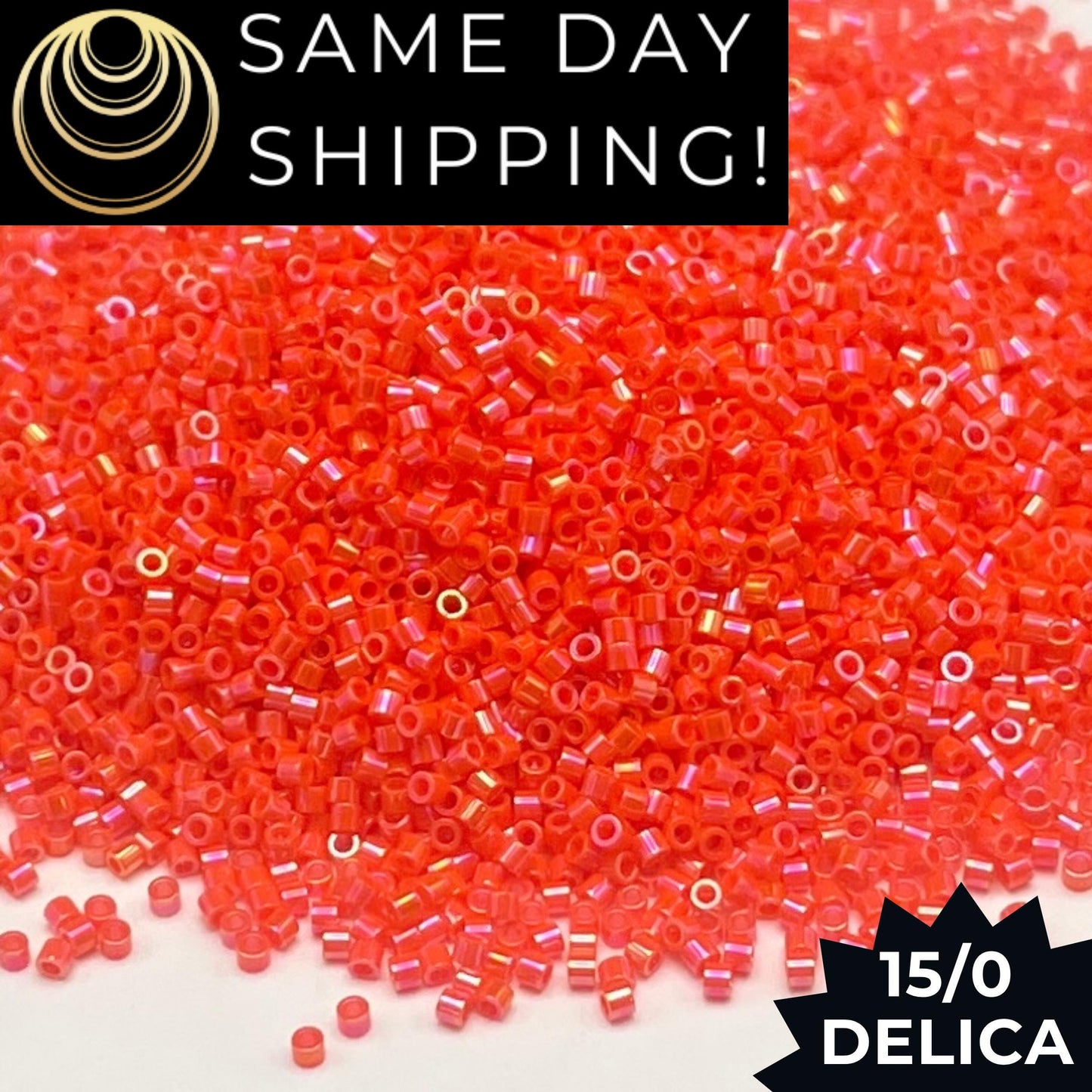 DBS0161 15/0 Miyuki Delica Beads Opaque Orange AB