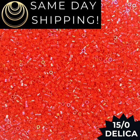 DBS0161 15/0 Miyuki Delica Beads Opaque Orange AB