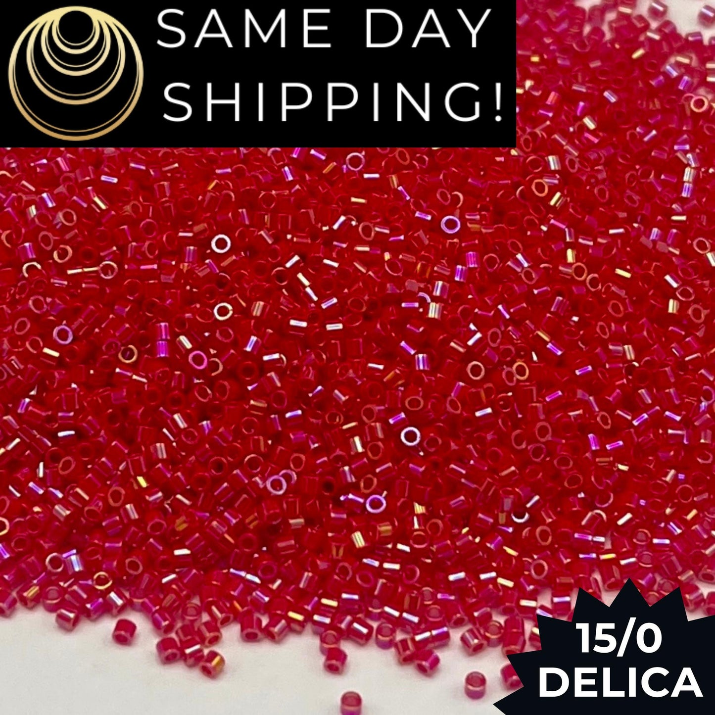 DBS0162 15/0 Miyuki Delica Beads Opaque Red AB