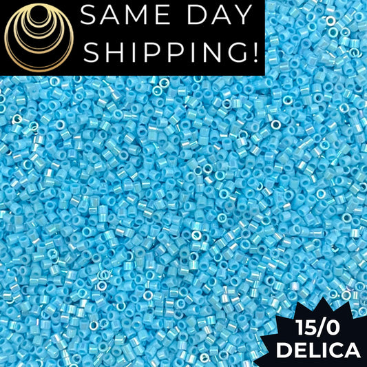 DBS0164 15/0 Miyuki Delica Beads Opaque Turquoise Blue AB