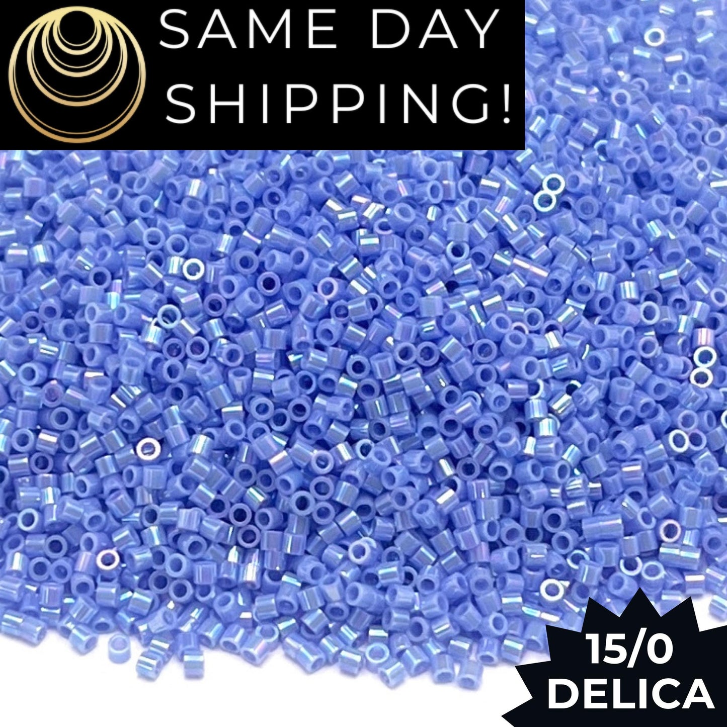 DBS0167 15/0 Miyuki Delica Beads Opaque Medium Blue AB