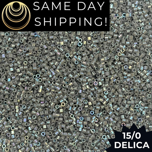 DBS0168 15/0 Miyuki Delica Beads Opaque Gray AB