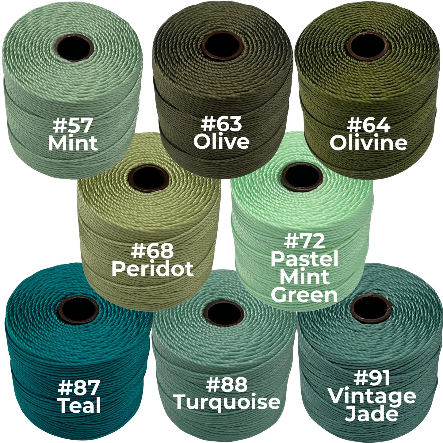 Green S-Lon Bead Cord TEX 210 77yd 0.5mm