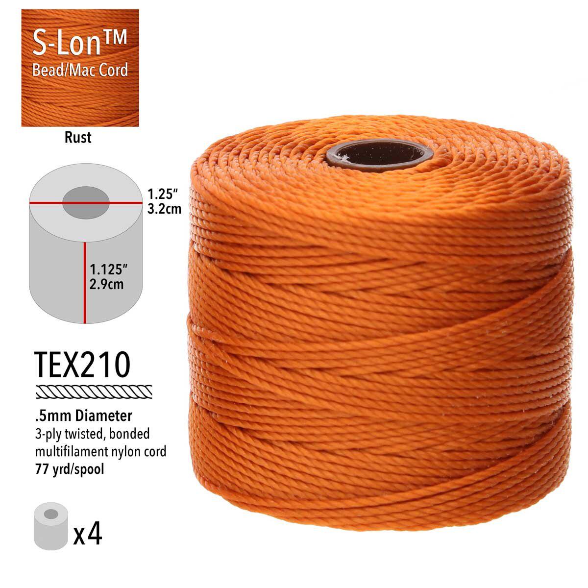 Orange S-Lon Bead Cord TEX 210 77yd 0.5mm