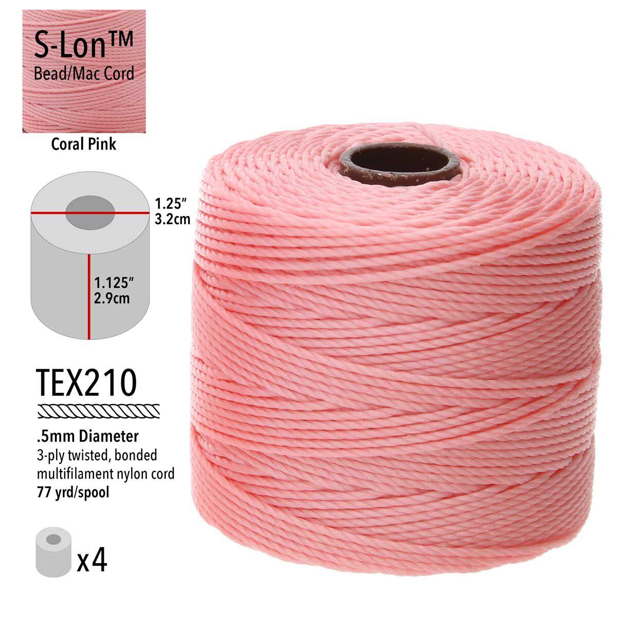 Pink S-Lon Bead Cord TEX 210 77yd 0.5mm