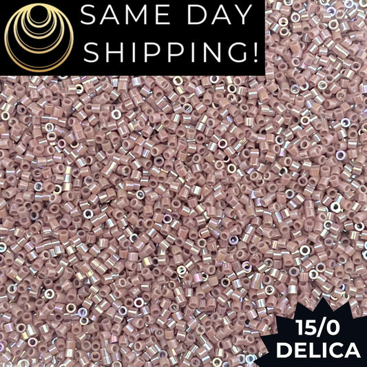 DBS0158 15/0 Miyuki Delica Beads Opaque Lilac AB