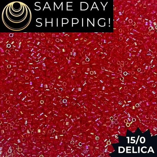 DBS0162 15/0 Miyuki Delica Beads Opaque Red AB