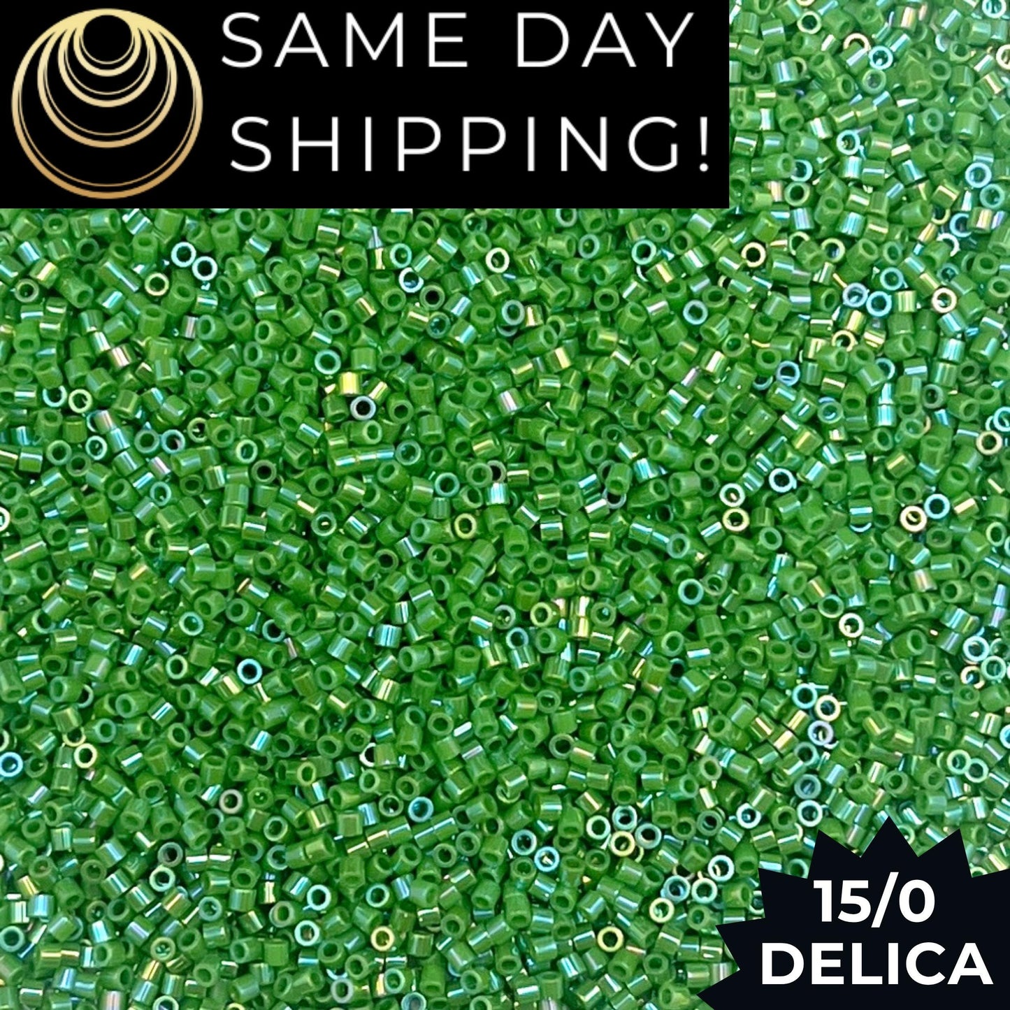 DBS0163 15/0 Miyuki Delica Beads Opaque Green AB