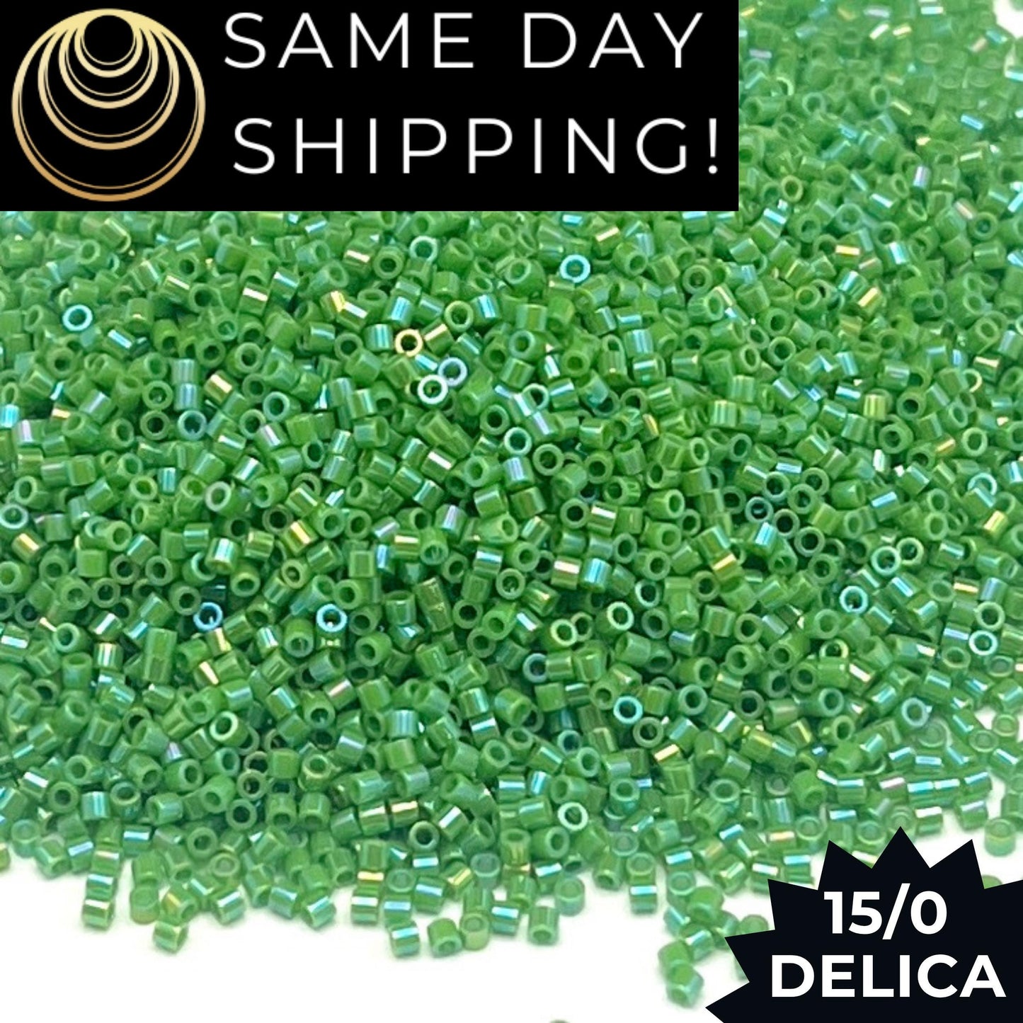 DBS0163 15/0 Miyuki Delica Beads Opaque Green AB