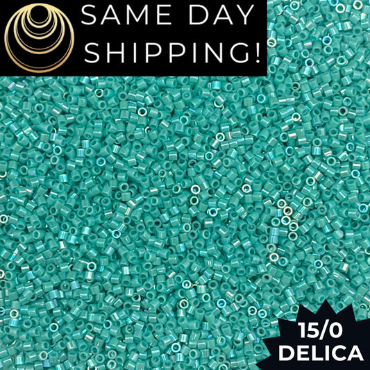DBS0166 15/0 Miyuki Delica Beads Opaque Turquoise Green AB