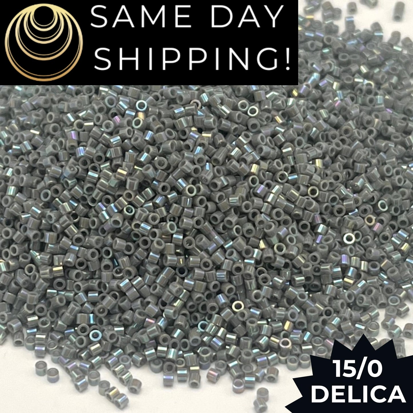 DBS0168 15/0 Miyuki Delica Beads Opaque Gray AB