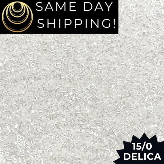 DBS0201 15/0 Miyuki Delica Beads White Pearl Ceylon