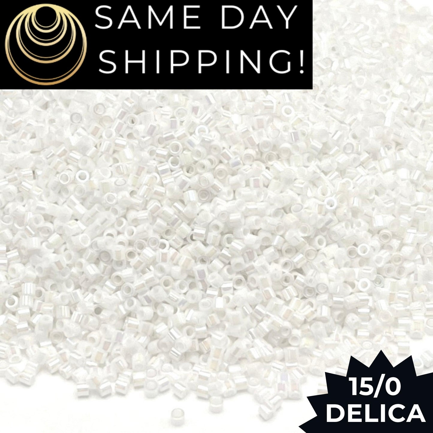 DBS0202 15/0 Miyuki Delica Beads White Pearl Ceylon AB