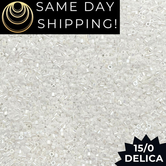 DBS0202 15/0 Miyuki Delica Beads White Pearl Ceylon AB