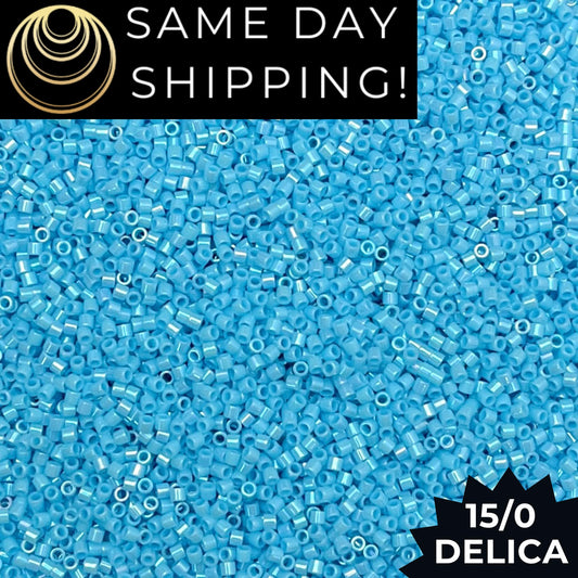 DBS0215 15/0 Miyuki Delica Beads Opaque Turquoise Blue Luster