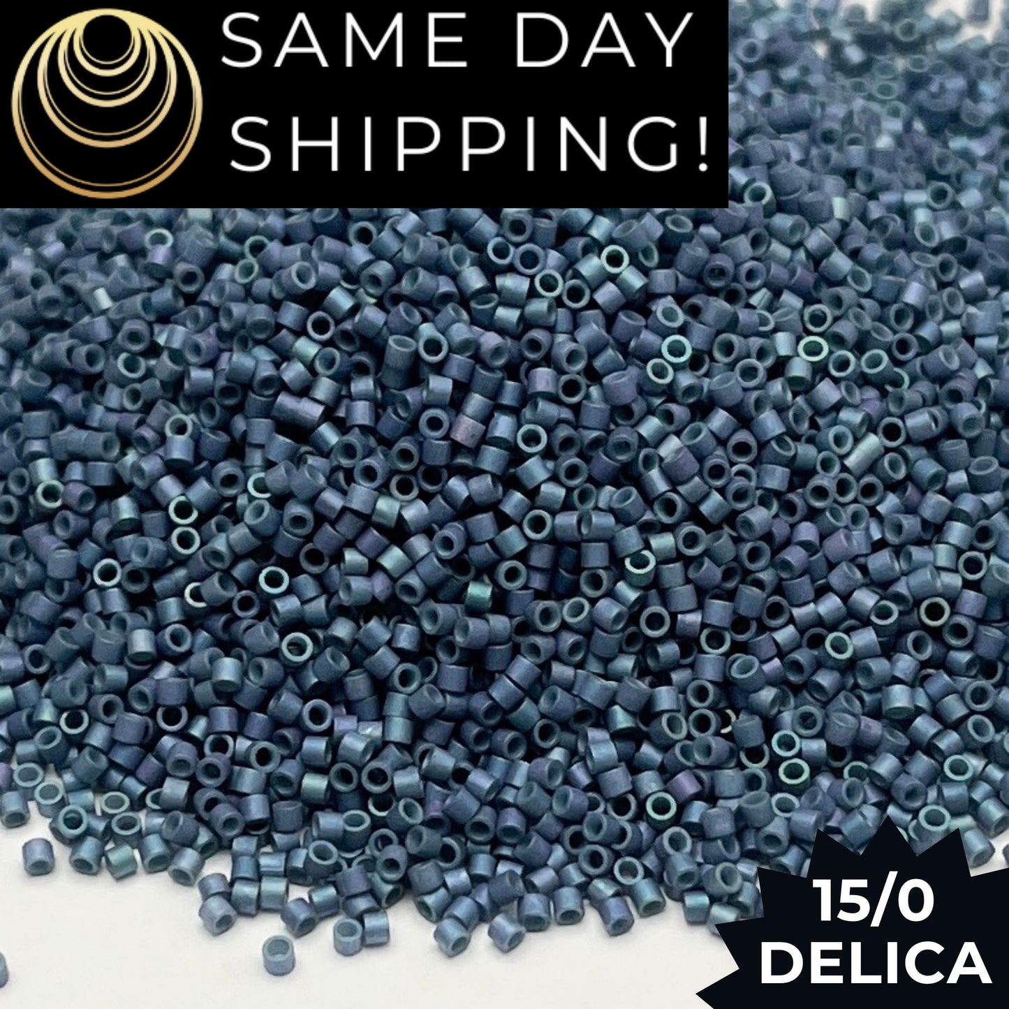 DBS0376 15/0 Miyuki Delica Beads Matte Metallic Steel Blue