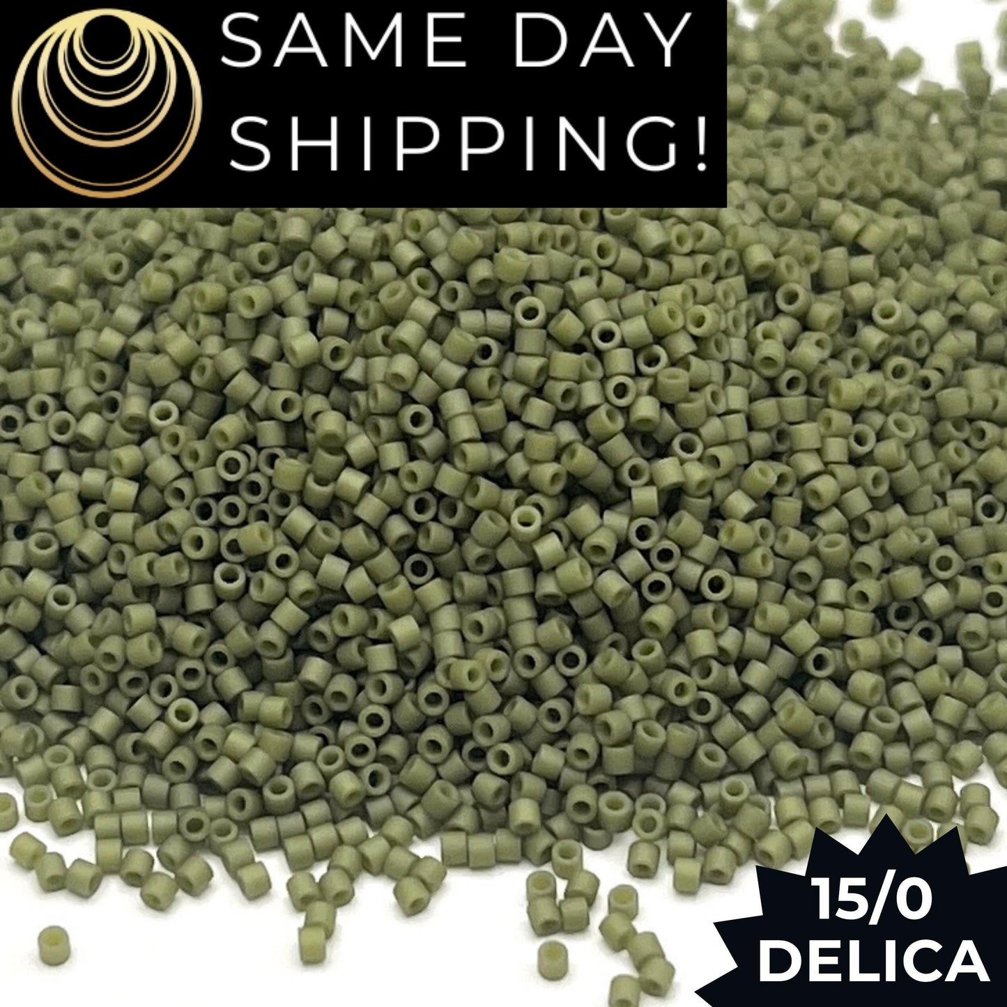 DBS0391 15/0 Miyuki Delica Beads Opaque Matte Olive Luster