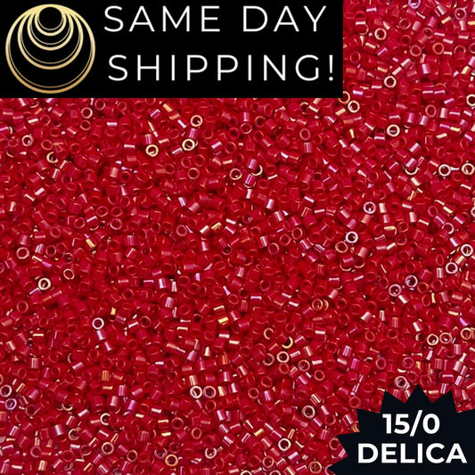 DBS0214 15/0 Miyuki Delica Beads Opaque Red Luster