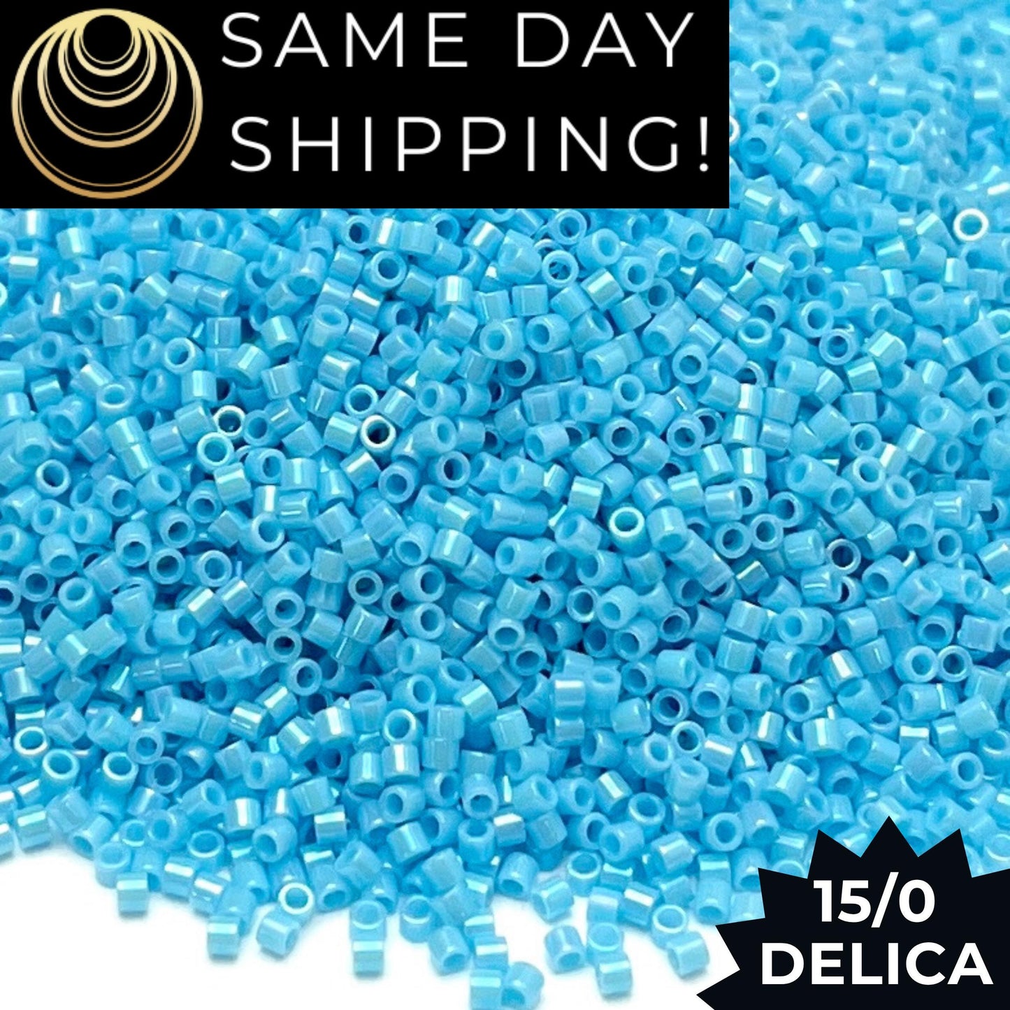 DBS0215 15/0 Miyuki Delica Beads Opaque Turquoise Blue Luster