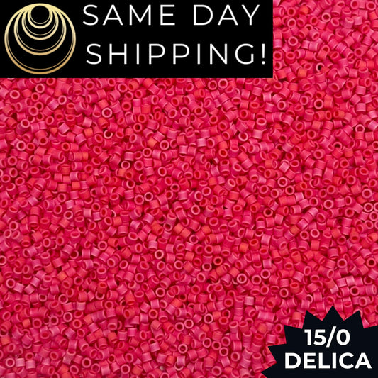DBS0362 15/0 Miyuki Delica Beads Opaque Matte Red Luster