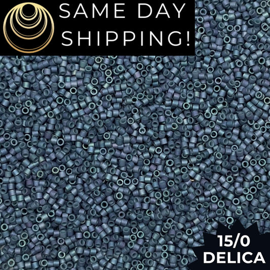 DBS0376 15/0 Miyuki Delica Beads Matte Metallic Steel Blue