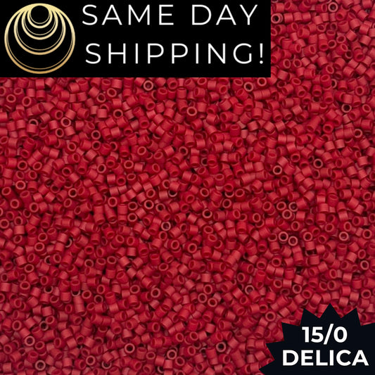 DBS0378 15/0 Miyuki Delica Beads Opaque Matte Dark Red Luster