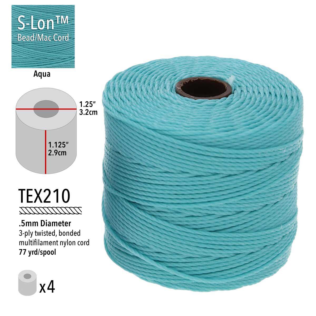 Aqua S-Lon Bead Cord TEX 210 77yd 0.5mm, 1 Spool